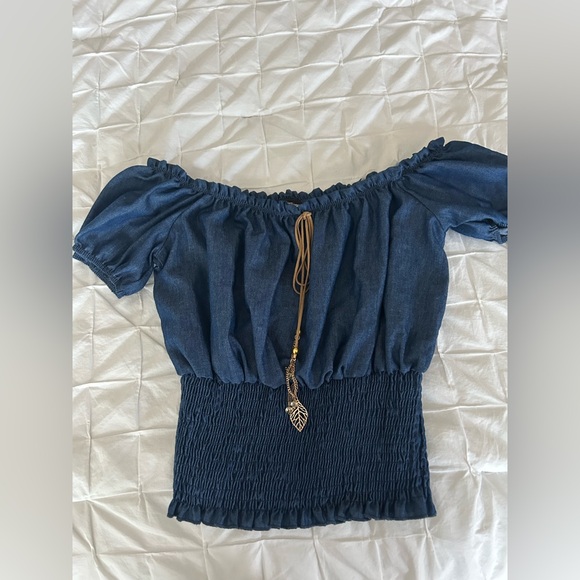 Fashion Magazine Tops - Fashion Magazine Blue Denim Top